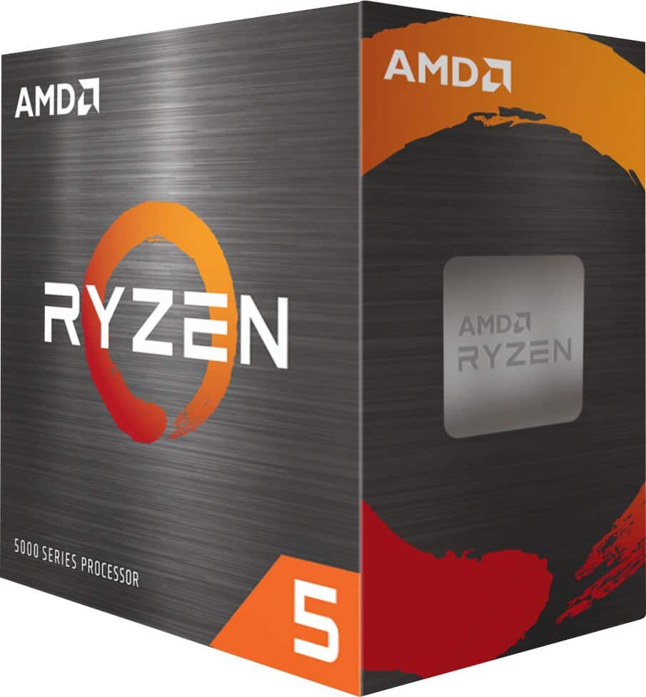 Front. AMD - Ryzen 5 5600X 4th Gen 6-core, 12-threads Unlocked Desktop Processor With Wraith Stealth Cooler - Black.