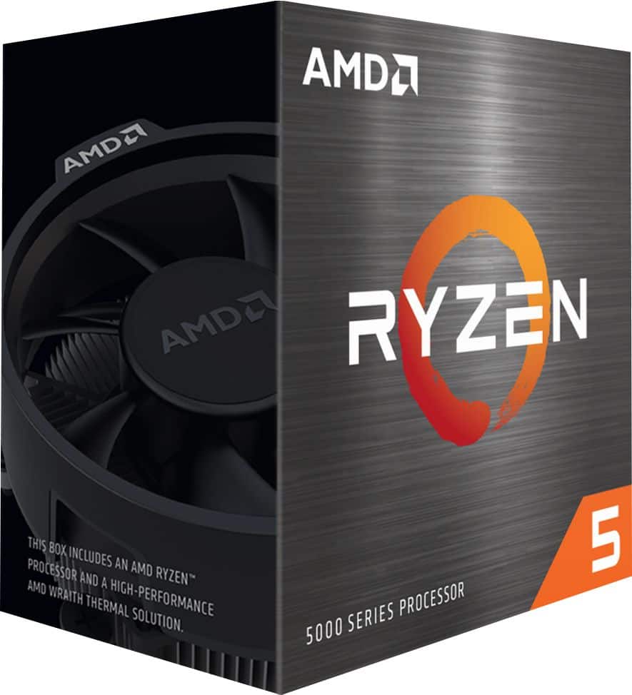 Alt View 1. AMD - Ryzen 5 5600X 4th Gen 6-core, 12-threads Unlocked Desktop Processor With Wraith Stealth Cooler - Black.