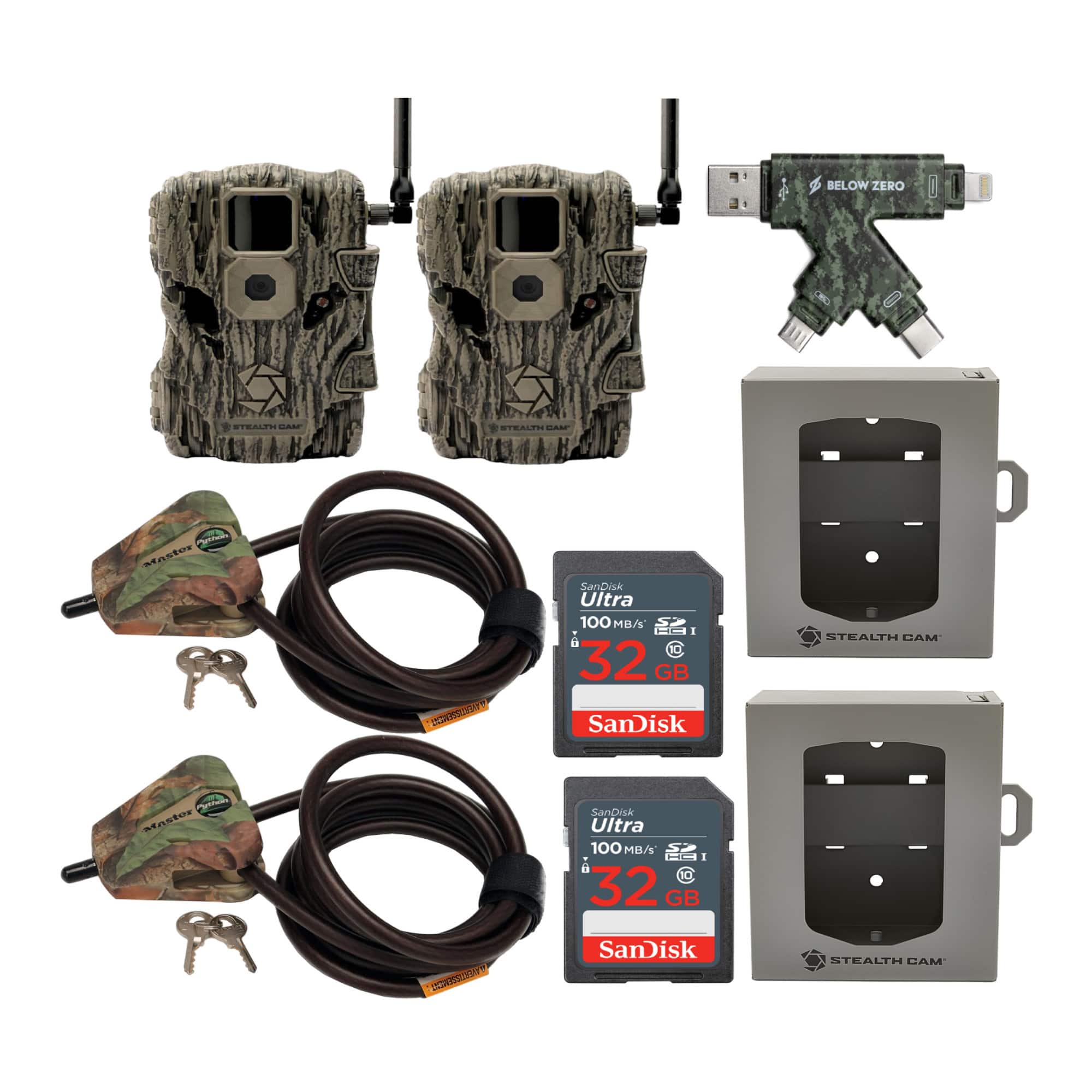 Stealth Cam - Fusion X 26MP Trail Camera (Verizon) Super Security Bundle (2-Pack)