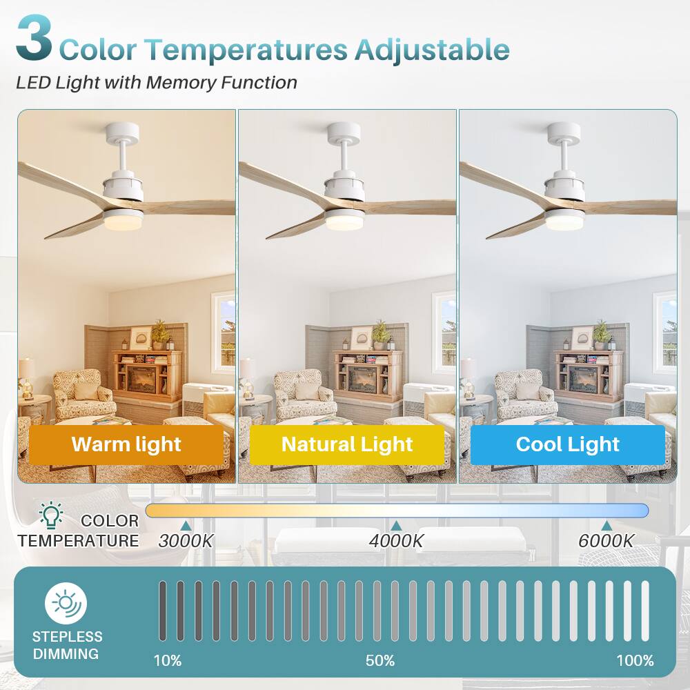 3 Color Temperatures Adjustable  
LED Light with Memory Function  

Warm light  
Natural Light  
Cool Light  

COLOR TEMPERATURE  
3000K  
4000K  
6000K  

STEPPLESS DIMMING  
10%  
50%  
100%