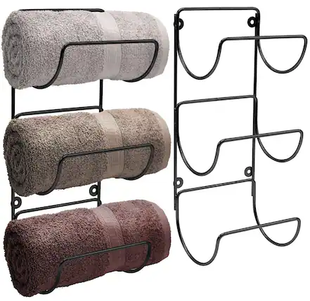 Front. Sorbus - Sorbus Towel Holder for Bathroom Wall - 12 Level Wall Mounted Towel Rack Shelves for Rolled Bath Towels, Washcloths - Black.