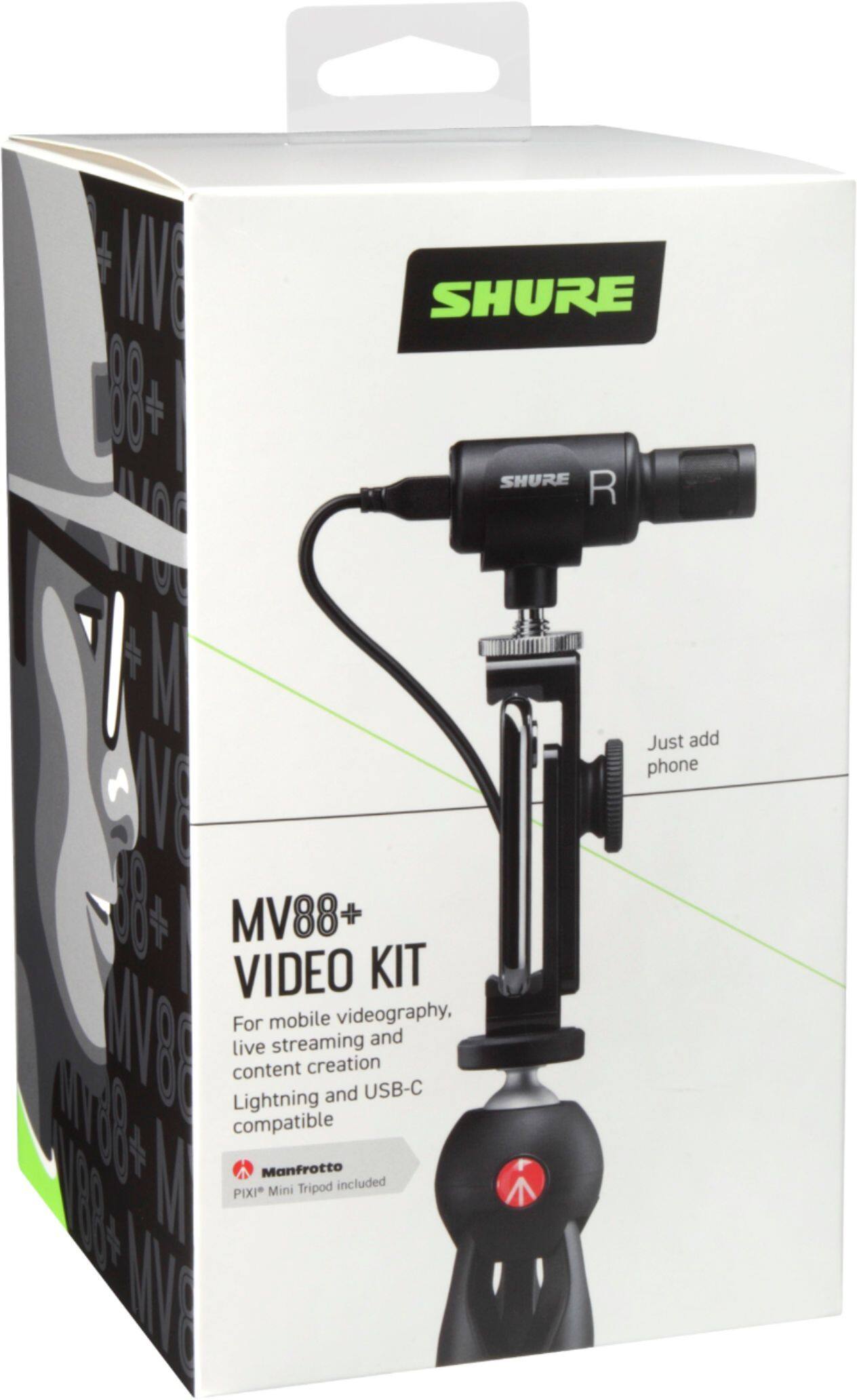Alt View 11. Shure - MV88+ Video Kit Digital Condenser Stereo  Microphone for portable audio & video recording - Black.