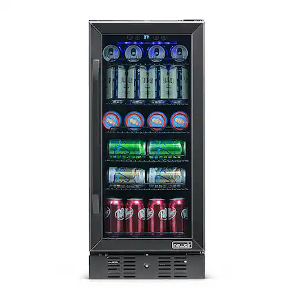 Front. NewAir - 96-Can Built-In Beverage Cooler with Precision Temperature Controls and Adjustable Shelves - Black Stainless Steel.