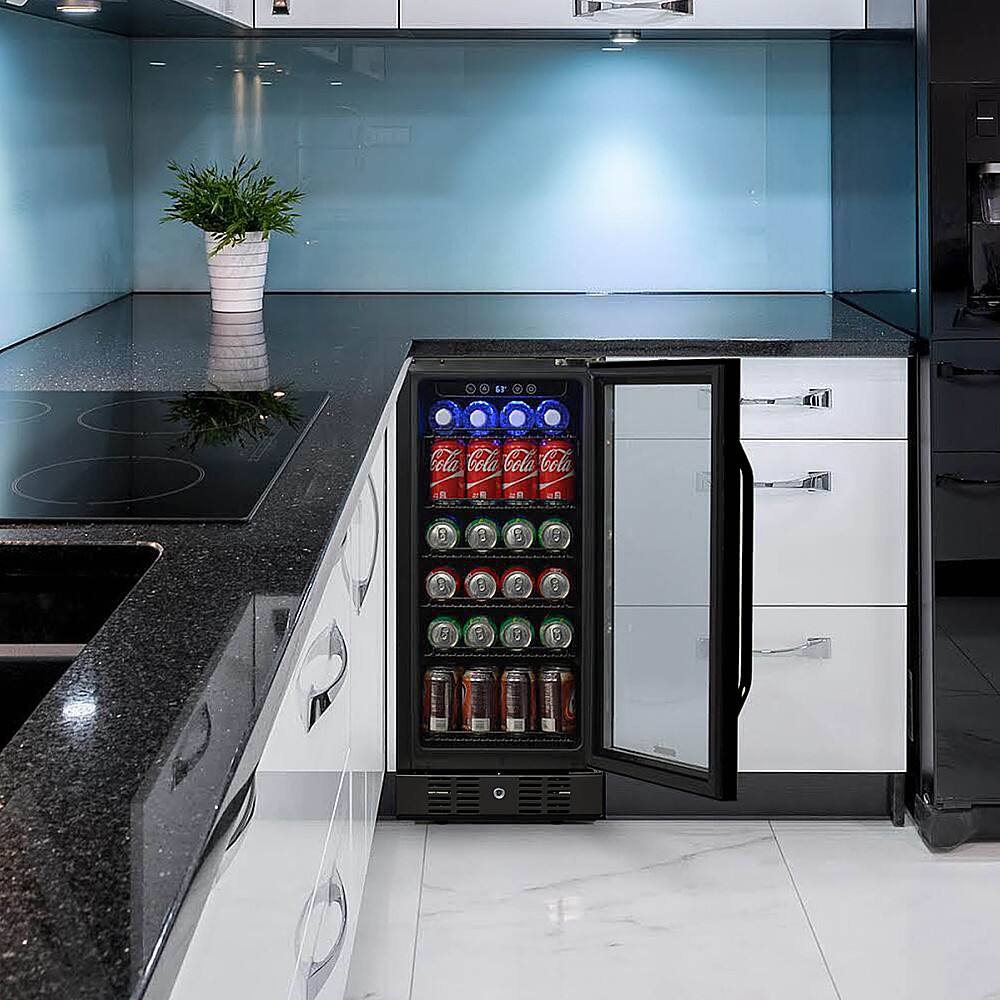 Alt View 19. NewAir - 96-Can Built-In Beverage Cooler with Precision Temperature Controls and Adjustable Shelves - Black Stainless Steel.