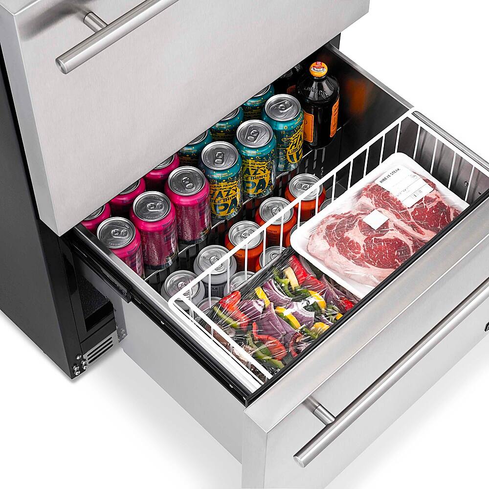 Alt View 13. NewAir - 20-Bottle or 80-Can Dual Drawer Wine Refrigerator - Stainless Steel.