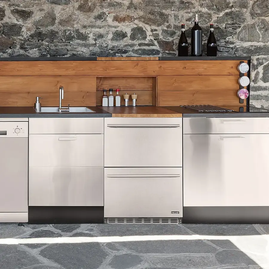 Alt View 24. NewAir - 20-Bottle or 80-Can Dual Drawer Wine Refrigerator - Stainless Steel.
