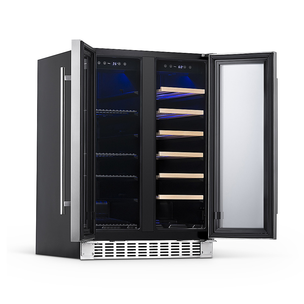 NewAir 18-Bottle or 58-Can French Door Dual Zone Wine Refrigerator with  SplitShelf and Beech Wood Shelves Stainless Steel NWB080SS00 - Best Buy