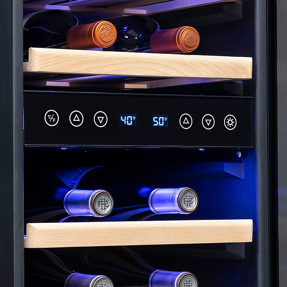 Alt View 13. NewAir - 15” Built-in 29 Bottle Dual Zone Compressor Wine Fridge - Black Stainless Steel.
