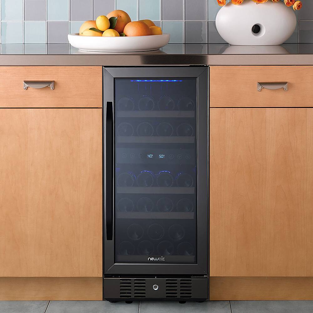 Alt View 24. NewAir - 15” Built-in 29 Bottle Dual Zone Compressor Wine Fridge - Black Stainless Steel.