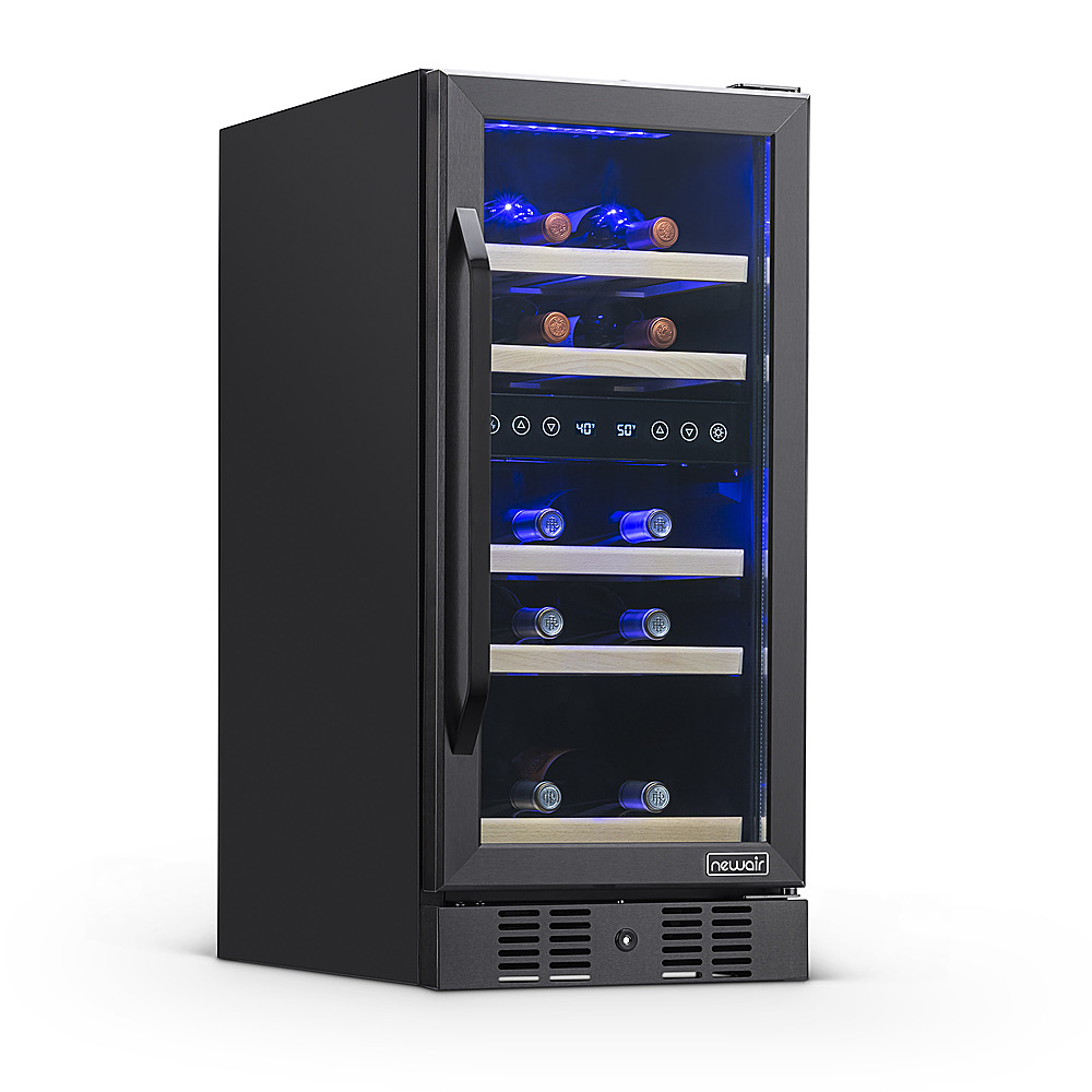 Left View: NewAir - 224-Can Built-In Beverage Cooler with Color Changing LED Lights and Seamless Door - Stainless Steel