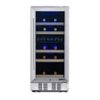NewAir - 15” Built-in 29 Bottle Dual Zone Compressor Wine Fridge with Recessed Kickplate - Stainless Steel
