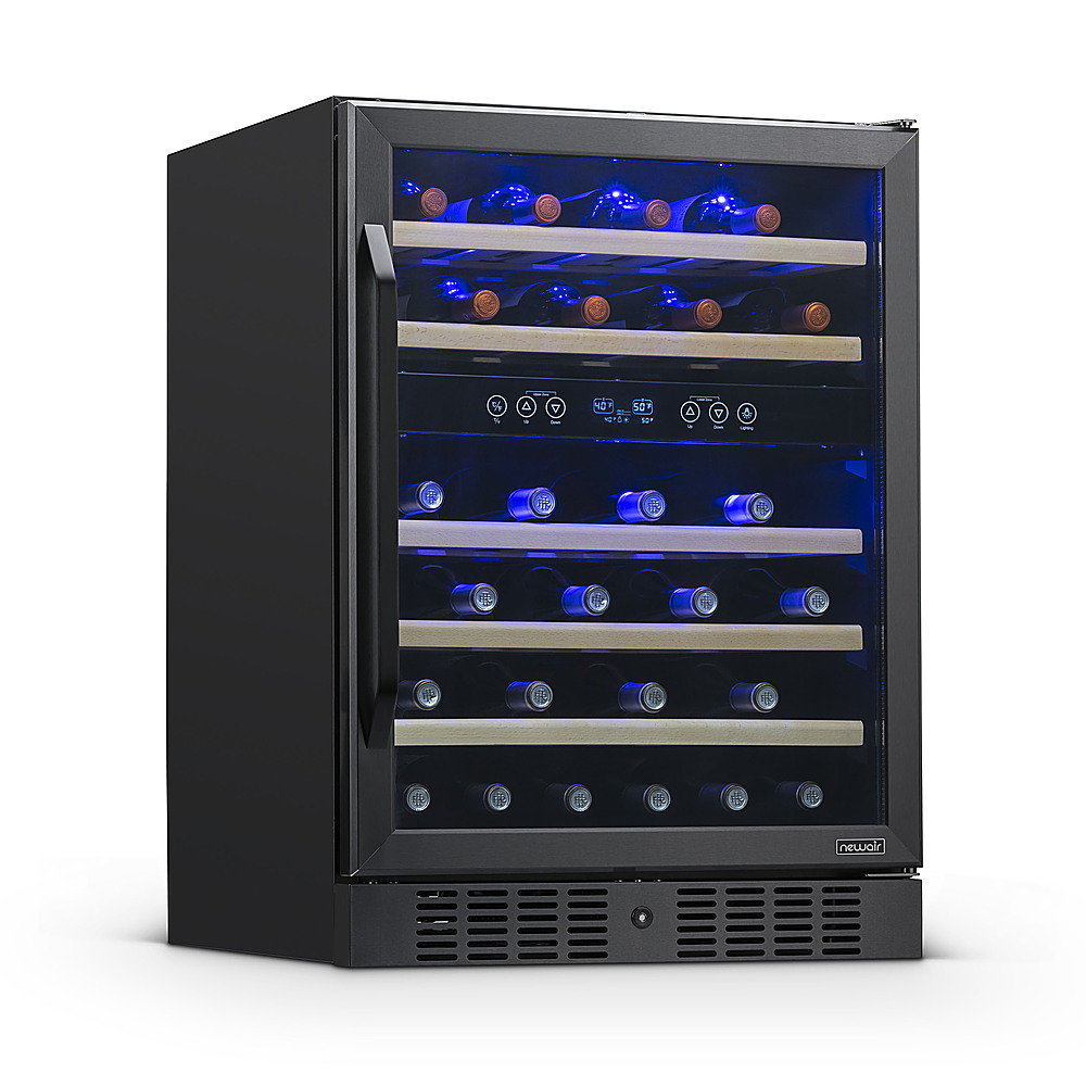 Left View: RCA - 101-Can / 24-Bottle  Beverage and Wine Cooler - Black