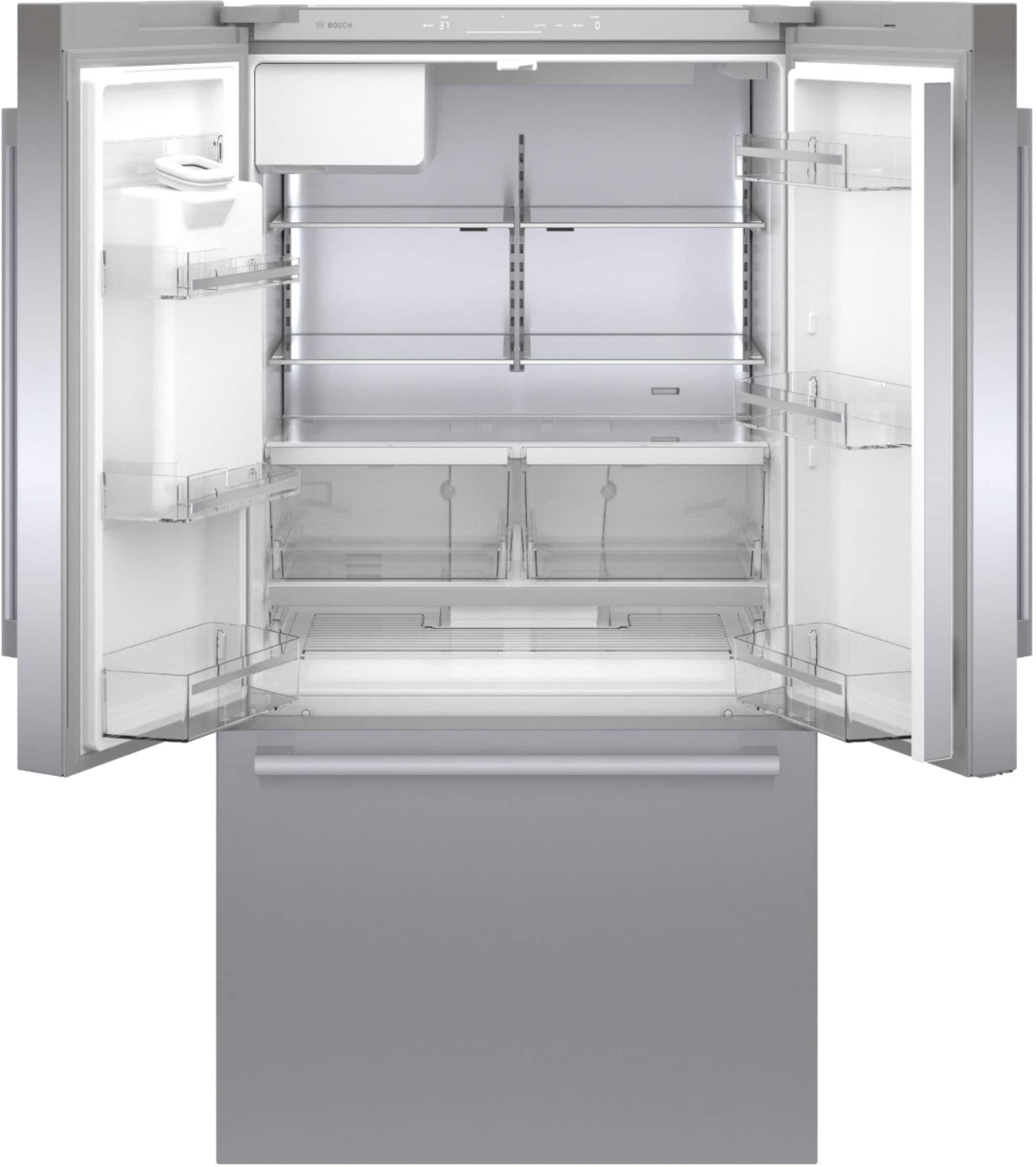 Alt View 4. Bosch - 500 Series 21 Cu. Ft. French Door Counter-Depth Smart Refrigerator with External Water and Ice Maker - Stainless Steel.