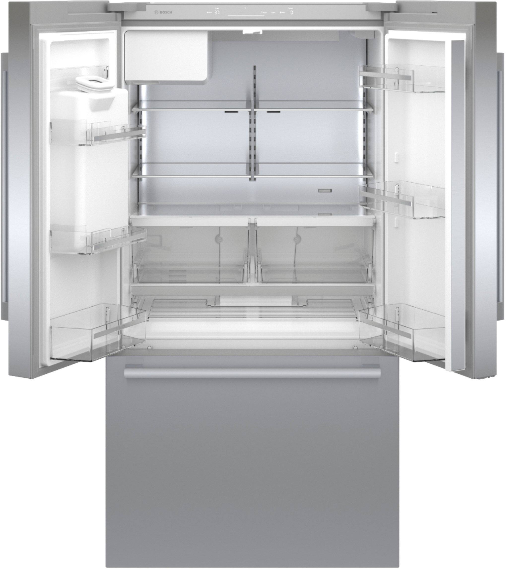 Alt View 4. Bosch - 500 Series 21 Cu. Ft. French Door Counter-Depth Smart Refrigerator with External Water and Ice Maker - Stainless Steel.