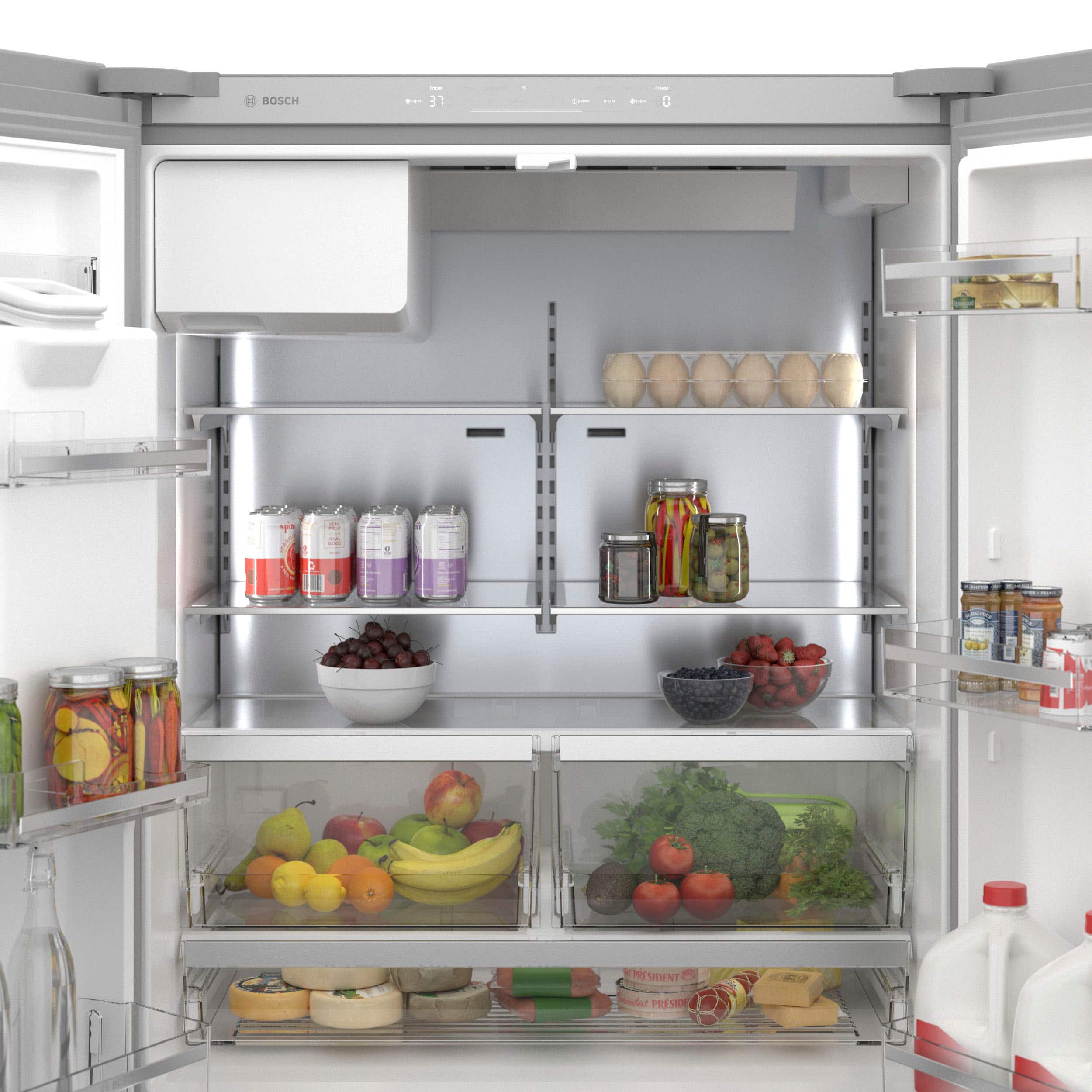 Alt View 11. Bosch - 500 Series 21 Cu. Ft. French Door Counter-Depth Smart Refrigerator with External Water and Ice Maker - Stainless Steel.