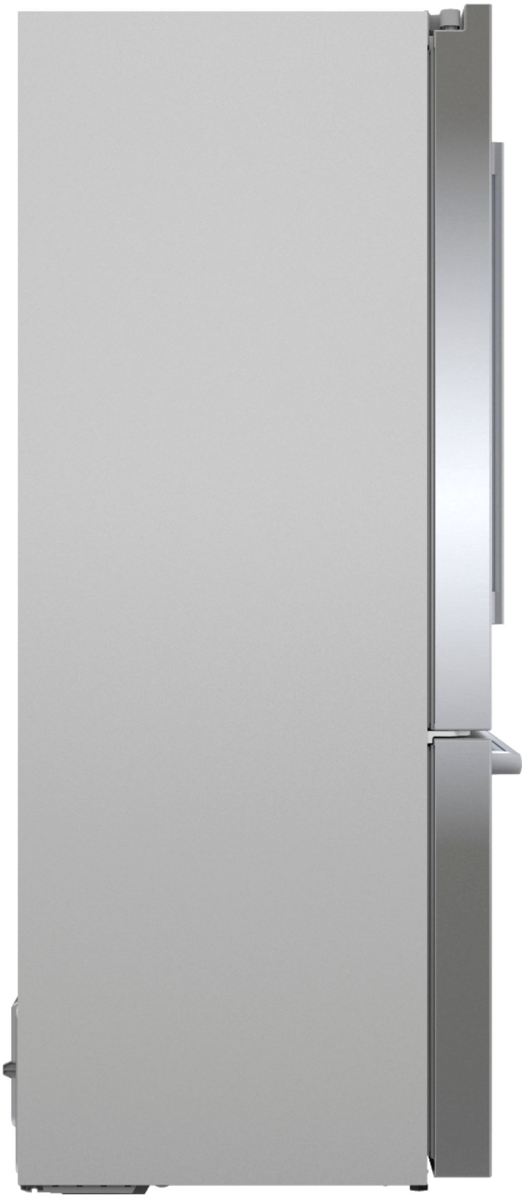 Left View: Samsung - 23 cu. ft. Smart Counter Depth 4-Door Flex Refrigerator with Family Hub & Beverage Center - Black stainless steel