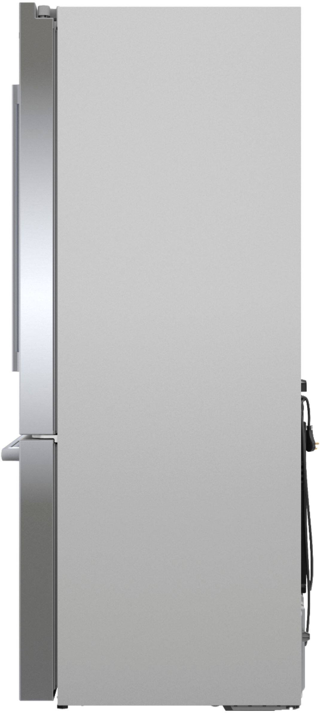 Alt View 2. Bosch - 500 Series 21 Cu. Ft. French Door Counter-Depth Smart Refrigerator with External Water and Ice Maker - Stainless Steel.