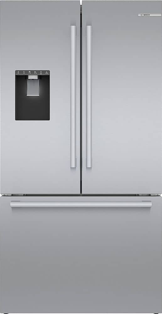 Bosch - 500 Series 21 Cu. Ft. French Door Counter-Depth Smart Refrigerator with External Water and Ice Maker - Stainless Steel - Front_Zoom
