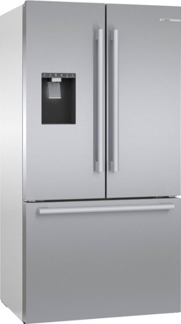Front Zoom. Bosch - 500 Series 21 Cu. Ft. French Door Counter-Depth Smart Refrigerator with External Water and Ice Maker - Stainless steel.