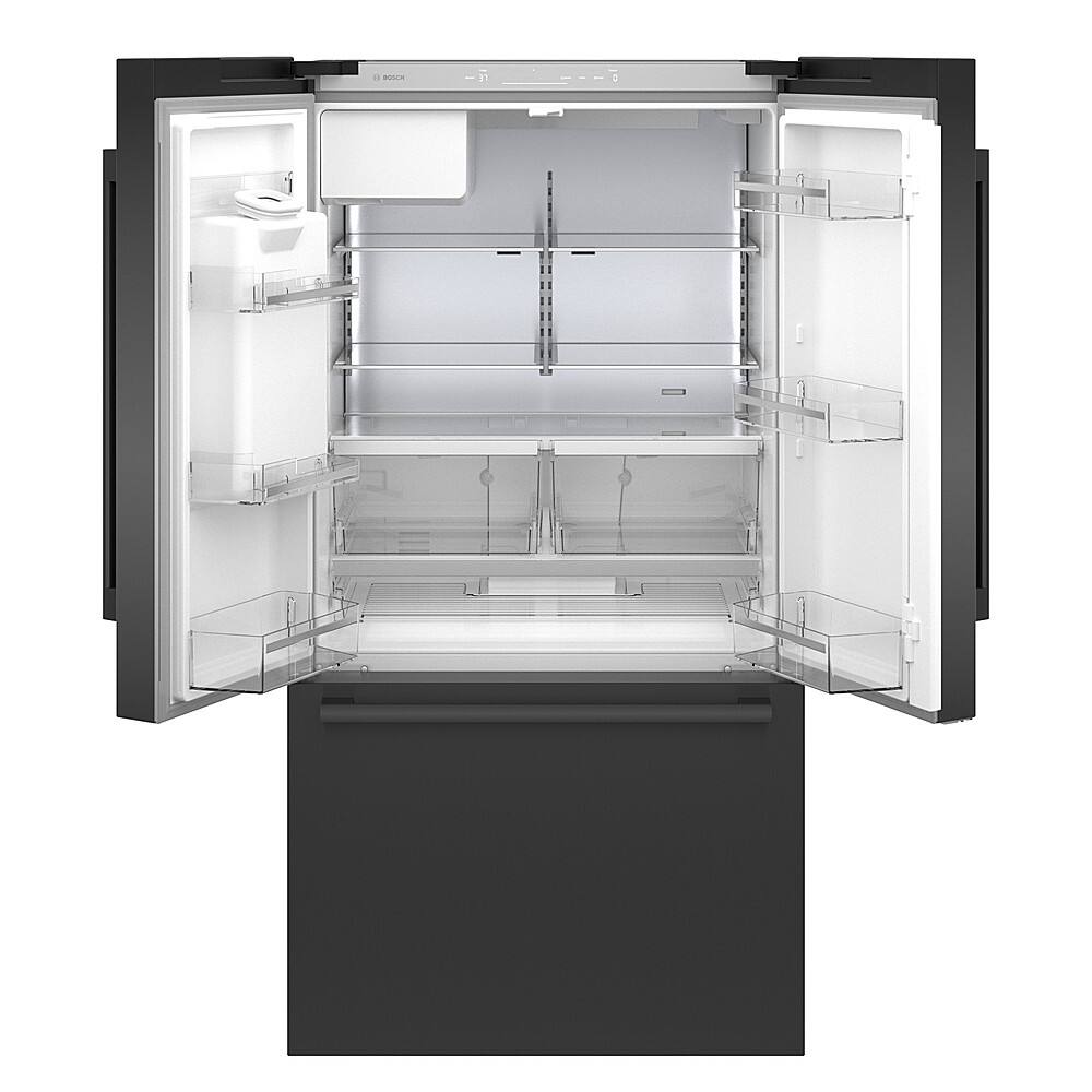 Alt View 3. Bosch - 500 Series 21 Cu. Ft. French Door Counter-Depth Smart Refrigerator with External Water and Ice Maker - Black Stainless Steel.