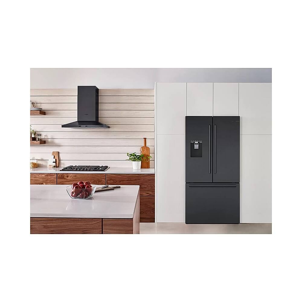 Alt View 18. Bosch - 500 Series 21 Cu. Ft. French Door Counter-Depth Smart Refrigerator with External Water and Ice Maker - Black Stainless Steel.