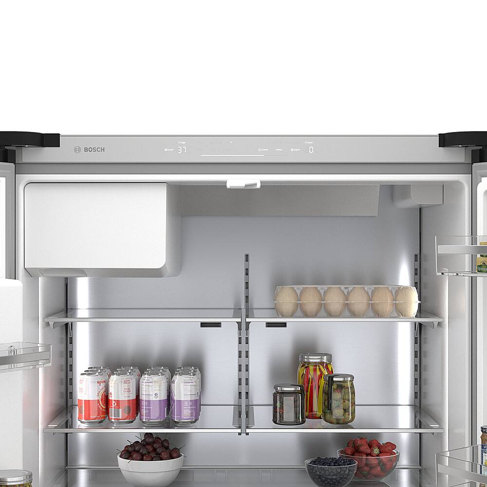 Alt View 12. Bosch - 500 Series 21 Cu. Ft. French Door Counter-Depth Smart Refrigerator with External Water and Ice Maker - Black Stainless Steel.