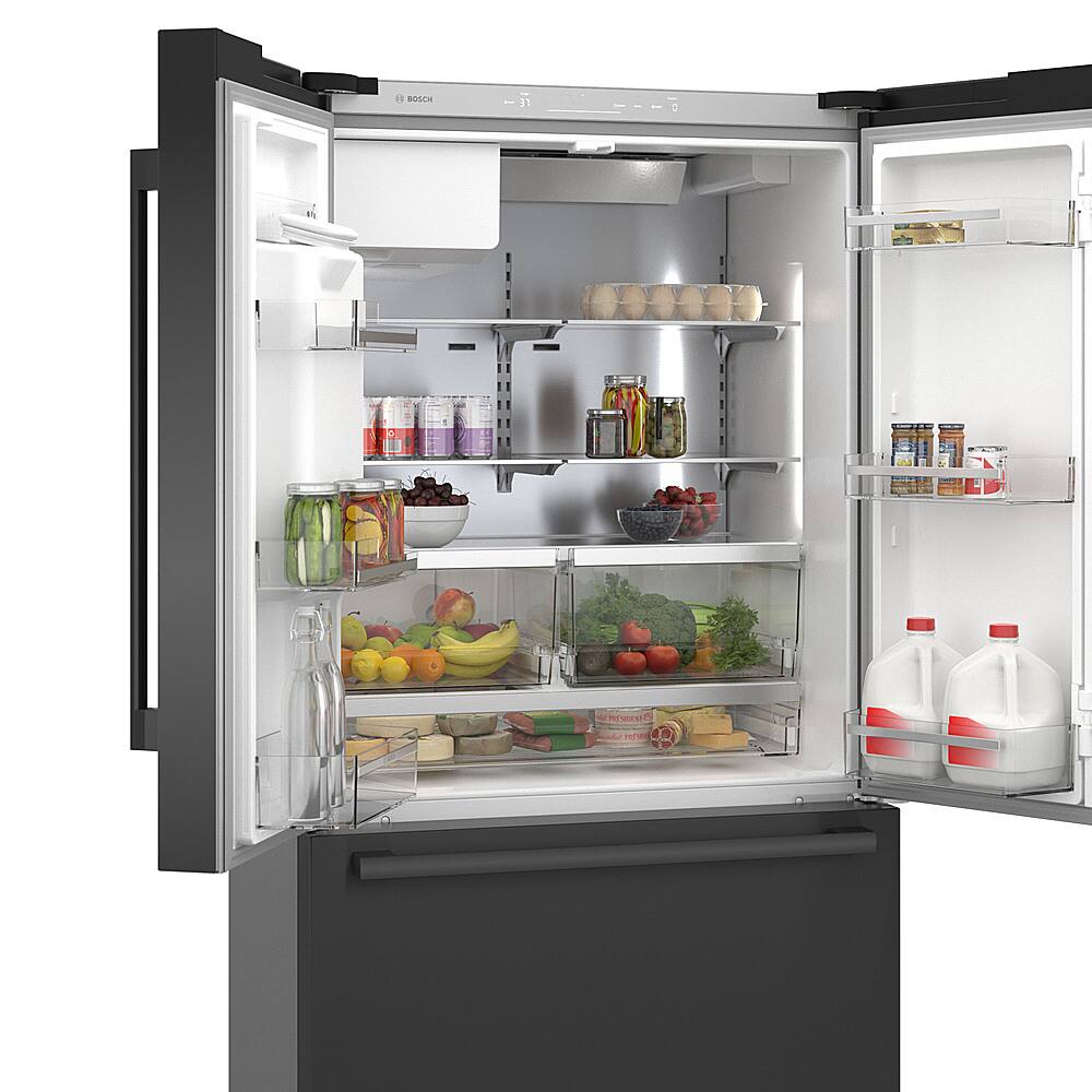 Alt View 11. Bosch - 500 Series 21 Cu. Ft. French Door Counter-Depth Smart Refrigerator with External Water and Ice Maker - Black Stainless Steel.