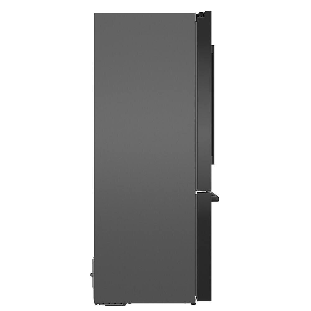Left. Bosch - 500 Series 21 Cu. Ft. French Door Counter-Depth Smart Refrigerator with External Water and Ice Maker - Black Stainless Steel.