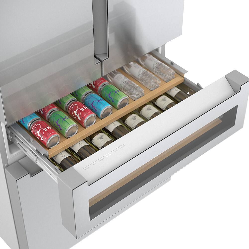 Alt View 12. Bosch - 800 Series 20 Cu. Ft. 4-Door French Door Counter-Depth Smart Refrigerator with Beverage Cooler Drawer - Stainless Steel.