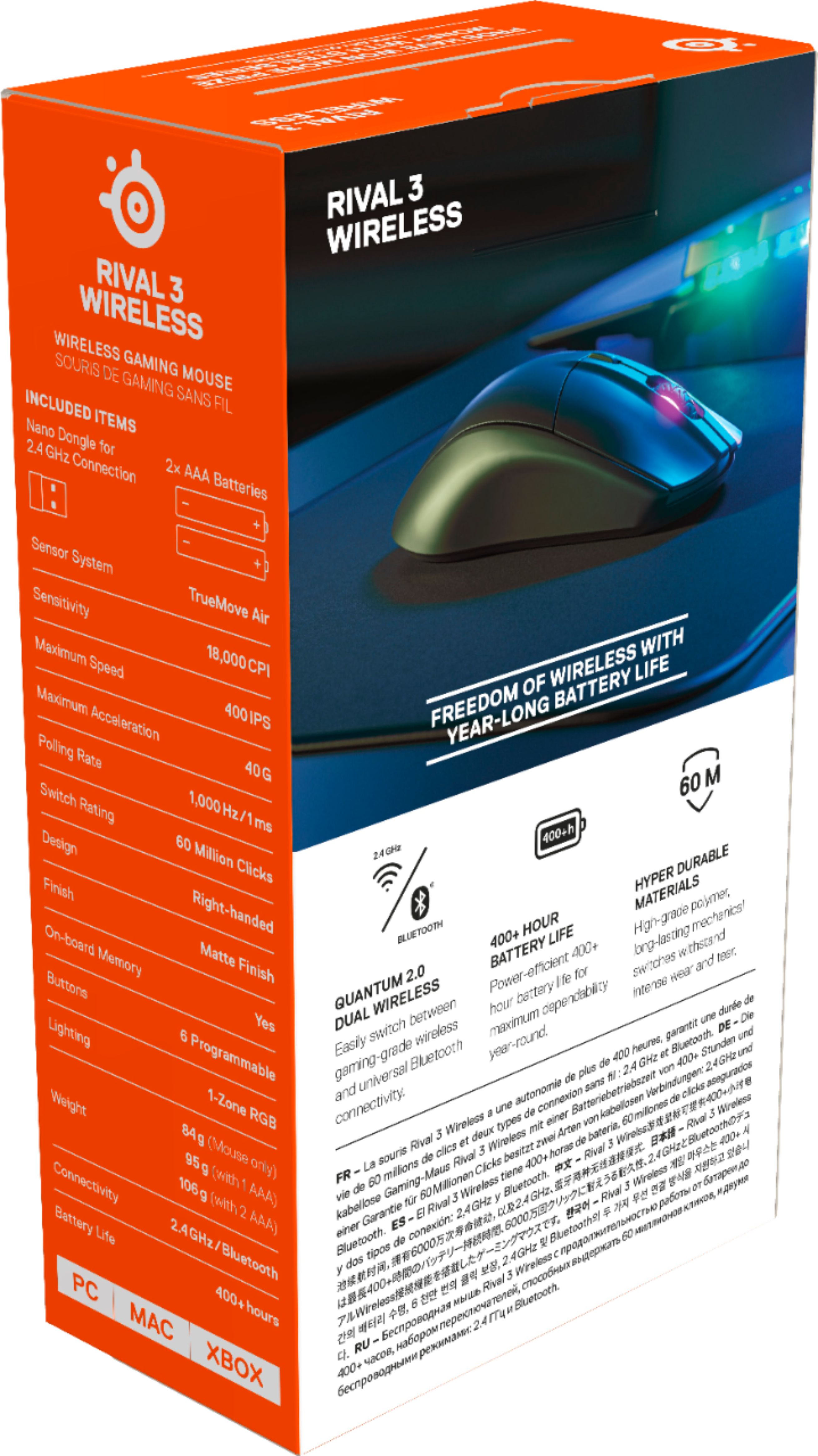 400-hour battery life! – SteelSeries Rival 3 Wireless gaming mouse