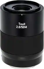 Front. ZEISS - Touit 50mm f/2.8 Short-Telephoto, 1:1 Macro Camera Lens for APS-C Sony E-Mount Mirrorless Cameras - Black.