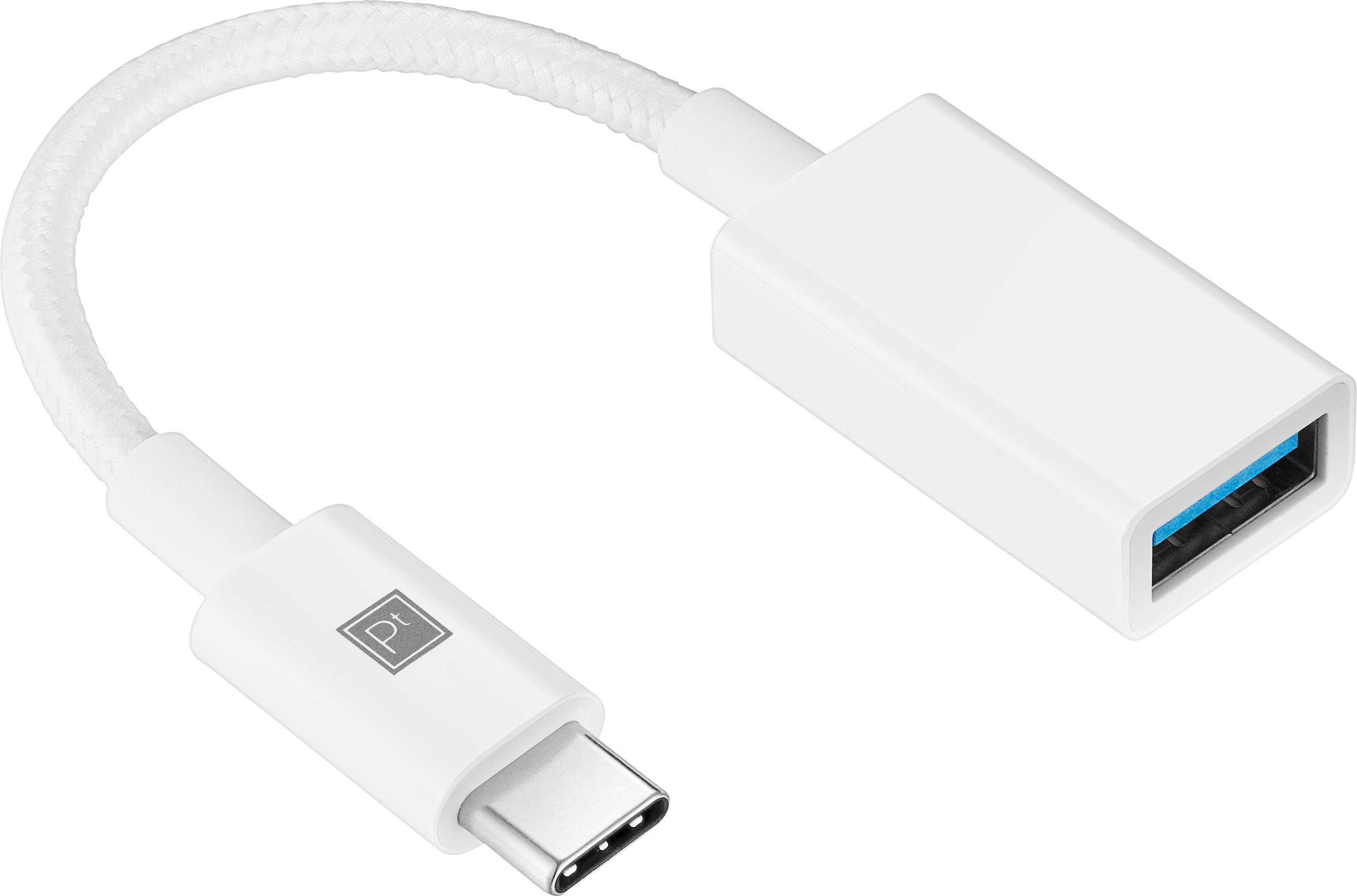 Left View: Platinum™ - USB-C to USB Adapter - White