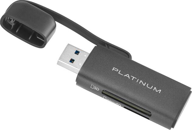 Front. Platinum™ - UHS-I USB 3.2 Gen 1 Memory Card Reader - Black.