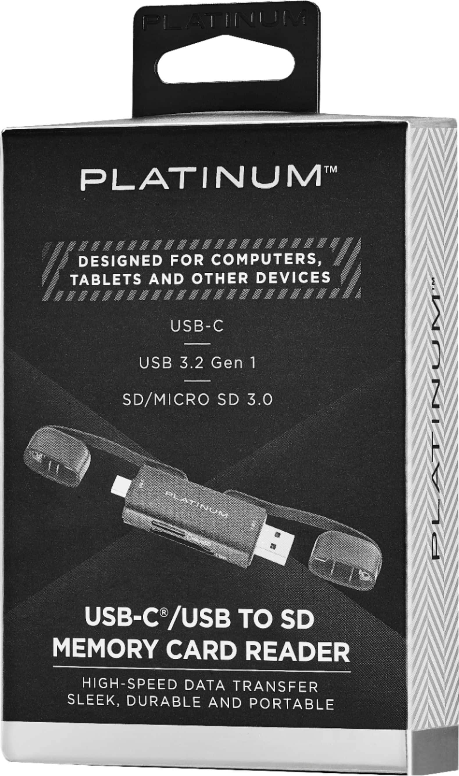 Platinum™ UHS-I USB-C/USB 3.2 Gen 1 Memory Card Reader Black PT