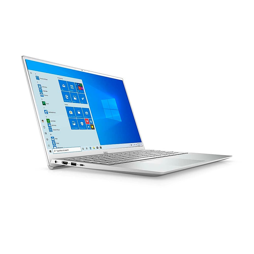 Left View: Dell - Inspiron 15.6" FHD  Touch Laptop -Intel Core i7 - 16GB RAM - 512 GB SSD - Silver