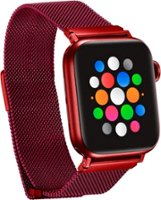 Platinum™ - Magnetic Stainless Steel Mesh Band for Apple Watch 38mm, 40mm and Apple Watch Series 8 41mm - Red - Angle_Zoom