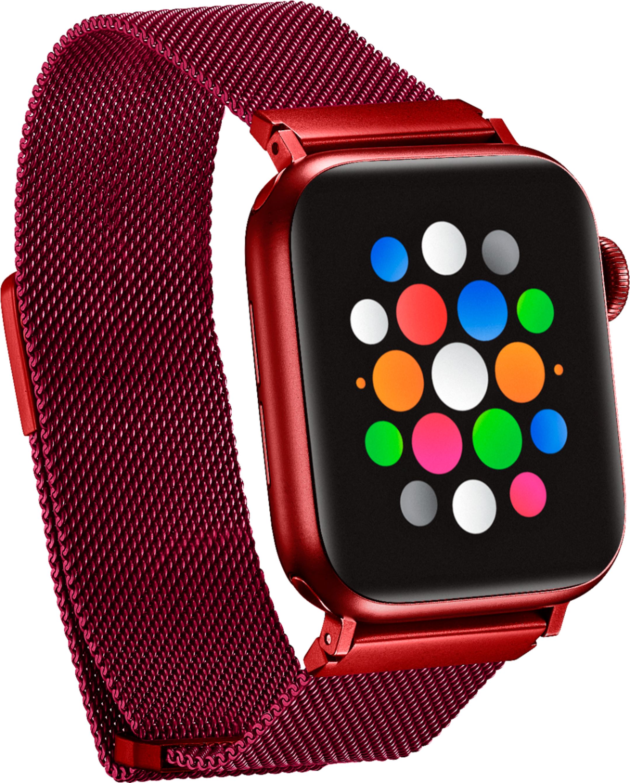 Platinum™ Magnetic Stainless Steel Mesh Band for Apple Watch 42mm, 44mm and Apple Watch 7 45mm Red - Best Buy