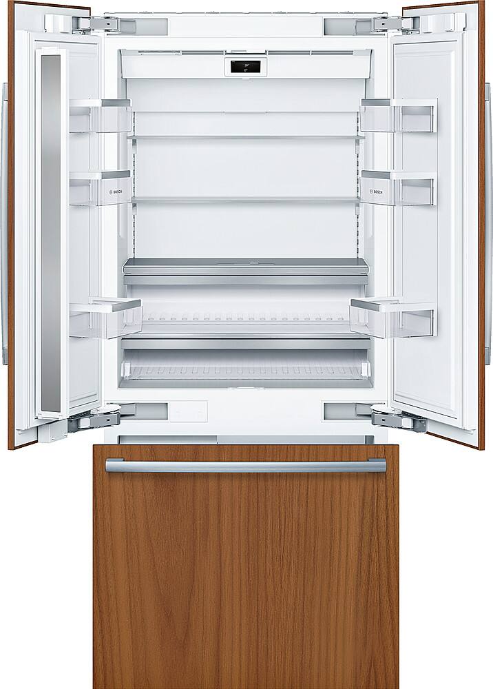 Left. Bosch - Benchmark Series 19.4 Cu. Ft. French Door Built-In Smart Refrigerator - Custom Panel Ready.