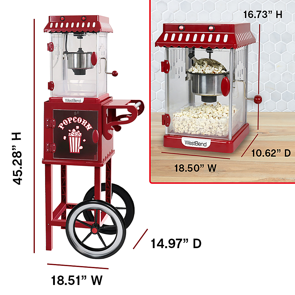 West Bend Compact Movie Theater Style Popcorn Machine and Cart