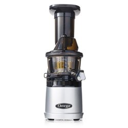Omega - MegaMouth Vertical Low Speed Juicer with Smart Cap Spout Tap - Silver - Front_Zoom