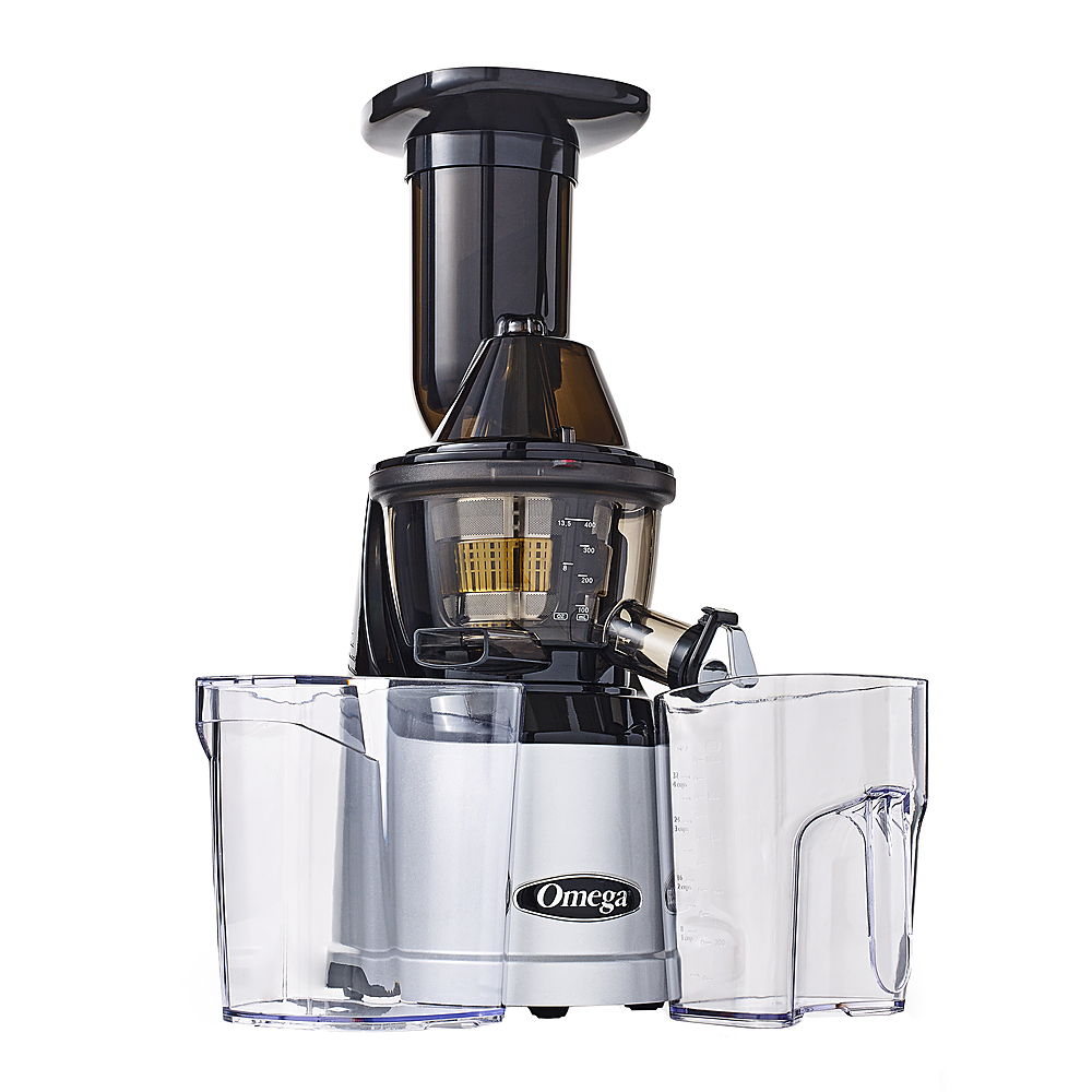 Omega MegaMouth Vertical Low Speed Juicer with Smart Cap Spout Tap