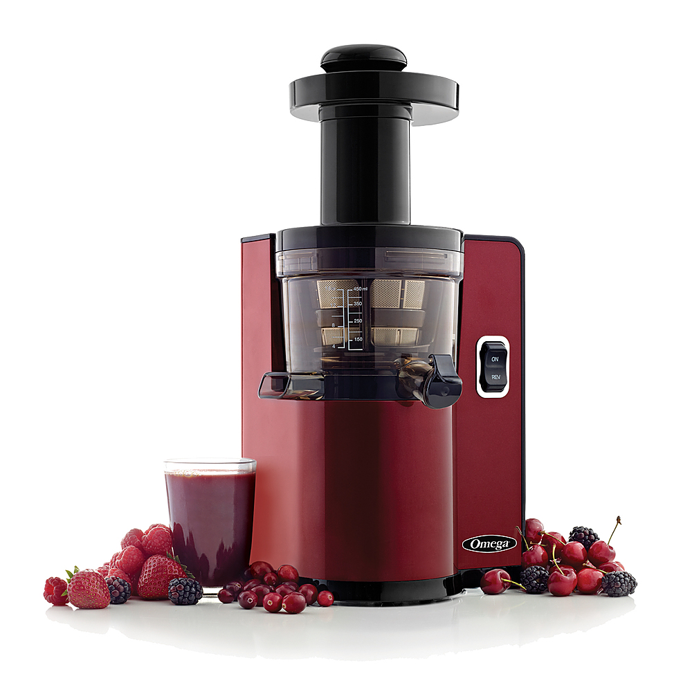 Angle View: Omega - Vertical Slow Masticating Juicer - Red