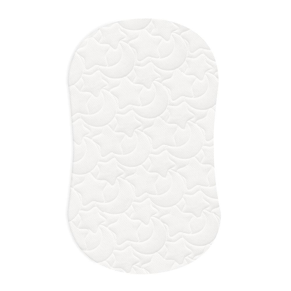 Left View: HALO DreamWeave Breathable Mesh BassiNest Mattress Replacement Pad 100% Machine Washable Cover Hypoallergenic, Non-Toxic Materials 30 x 18 x 1.3 DreamWeave BassiNest Pad