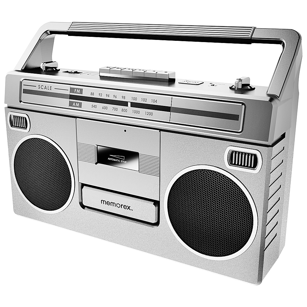 Memorex - Retro Bluetooth Boombox with Cassette Player/Recorder and Radio - Silver