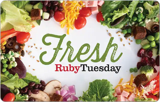 Front. Ruby Tuesday - $25 Gift Card.