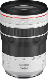 Front. Canon - RF70-200mm F4 L IS USM Telephoto Zoom Lens for EOS R-Series Cameras - White.