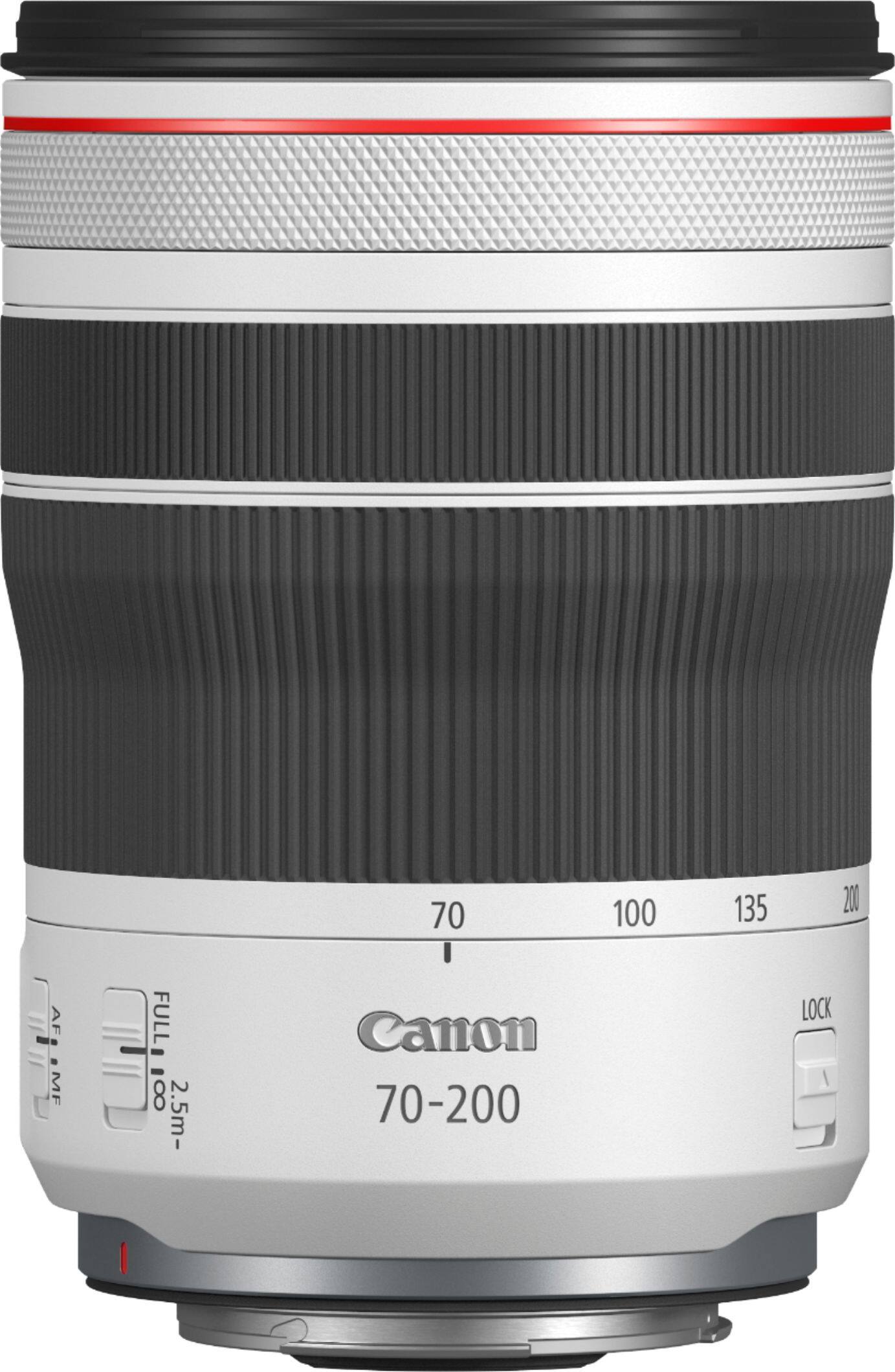 Left. Canon - RF70-200mm F4 L IS USM Telephoto Zoom Lens for EOS R-Series Cameras - White.