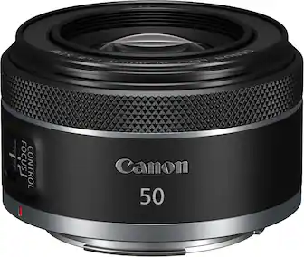 Front. Canon - RF50mm F1.8 STM Standard Prime Lens for EOS R-Series Cameras - Black.