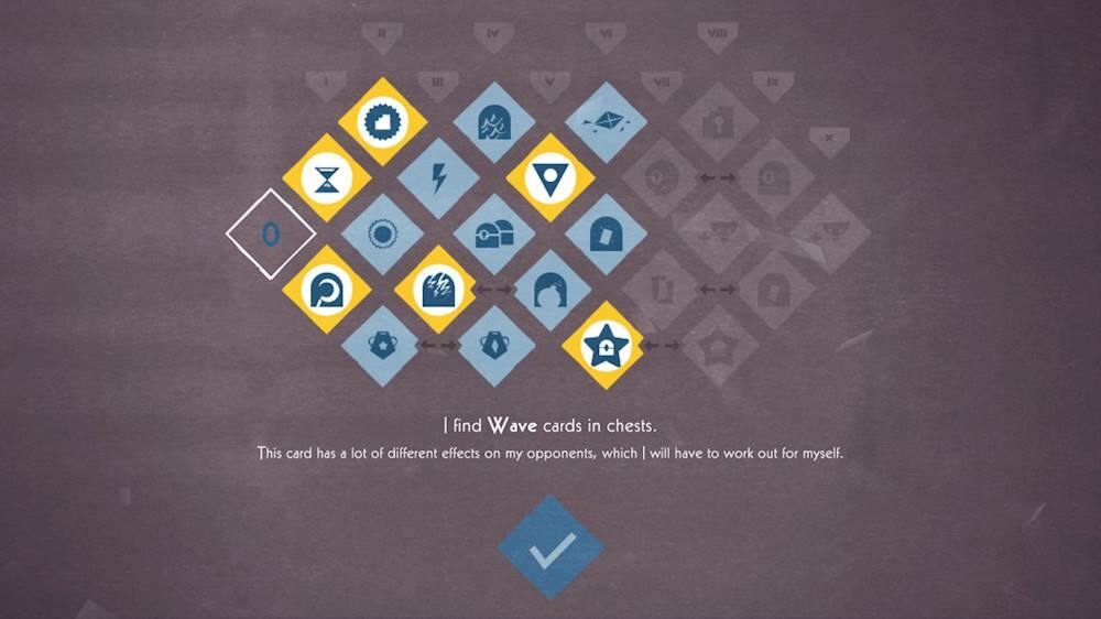 The largest text in the image reads "I find Wave cards in chests." This text is located in the middle of the image. The following text is cleaned up based on the image: "This card has a lot of different effects on my opponents, which I will have to work out for myself."