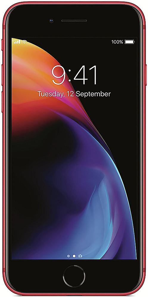 Angle View: Apple - Certified Refurbished iPhone 8 64GB Unlocked GSM 4G LTE Phone w/ 12MP Camera - Red